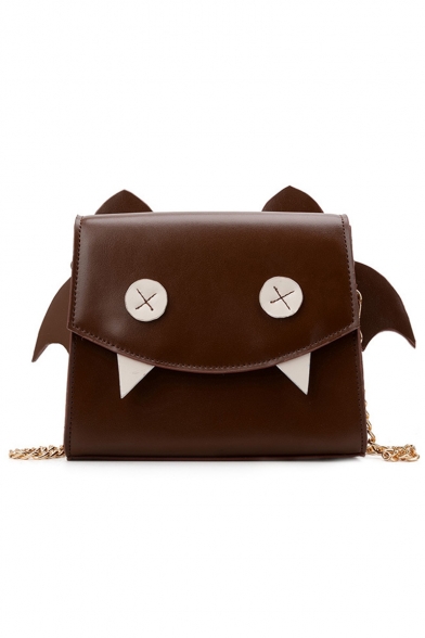 Cute Cartoon Devil Pattern Chain Strap PU Leather Crossbody Sling Bag 20*20*9 CM