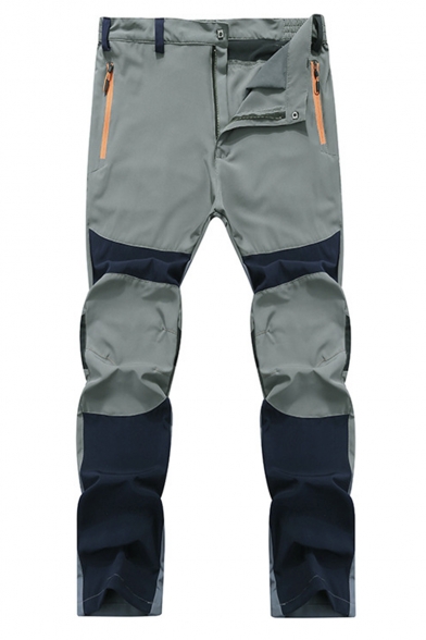 Guys Popular Fashion Colorblock Zipped Pocket Outdoor Waterproof Gore-trousers Hiking Pants