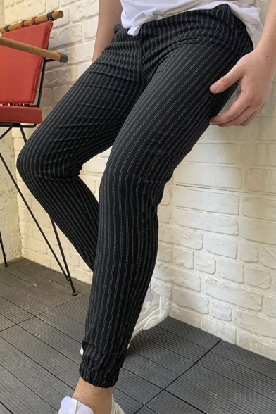 Men's New Stylish Pinstripe Pattern Casual Skinny Pencil Pants