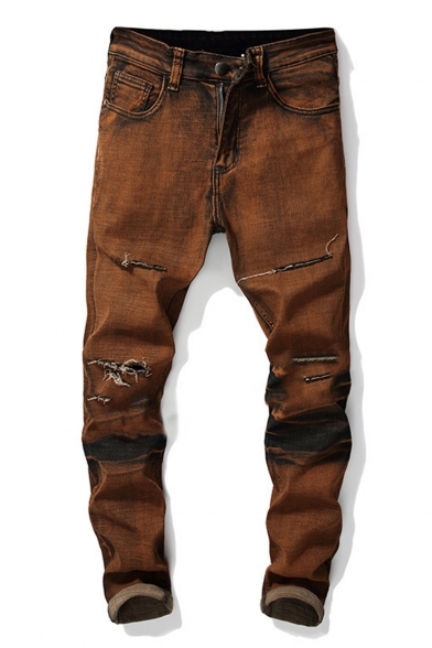 mens brown ripped jeans