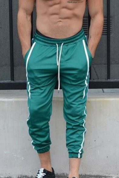 Men's Popular Fashion Contrast Stripe Side Drawstring Waist Slim Fit Sports Sweatpants Track Pants