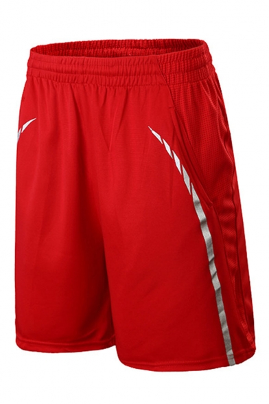 Men's Summer Stylish Stripe Printed Elastic Waist Loose Fit Sports Active Shorts
