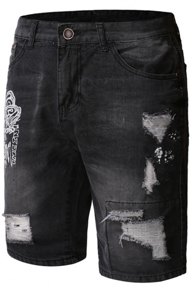 black ripped jean shorts