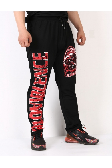 New Fashion Letter Figure Printed Drawstring Waist Men's Casual Outdoor Sport Loose Sweat Pants