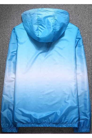 New Stylish Ombre Color Outdoor UV Protection Unisex Zip Up Hooded Skin Jacket