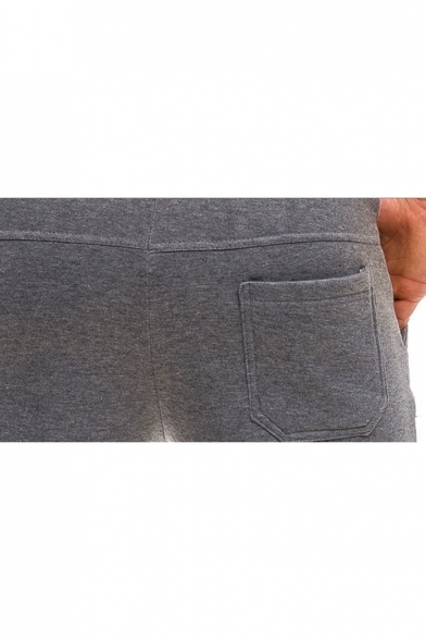 Popular Fashion Simple Plain Utility Pockets Drawstring Waist Casual Relaxed Sweatpants for Men