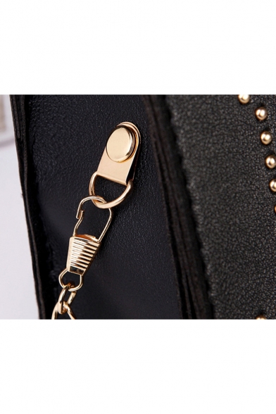 Simple Fashion Plain Rivet Embellishment Square Crossbody Bag with Chain Strap 20*7*14 CM