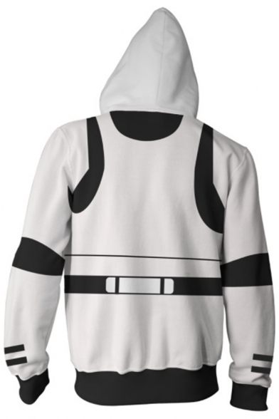 Star Wars Cosplay Costume Long Sleeve Sport Casual White Zip Up Hoodie