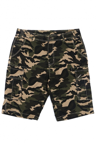 Summer New Fashion Cool Camouflage Printed Multi-pocket Casual Cotton Cargo Shorts