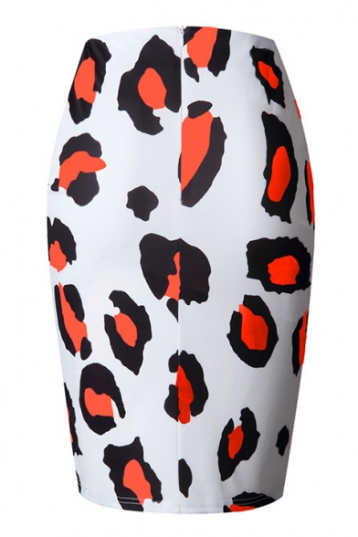 Womens Sexy High Waist Leopard Printed Bodycon Midi Skirt