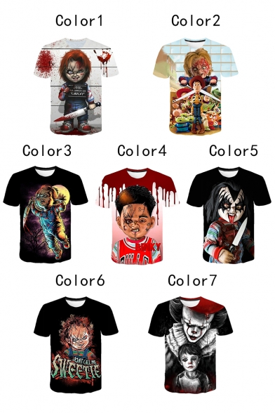 Child's Play Horror Blood Figure 3D Print Short Sleeve Casual Tee