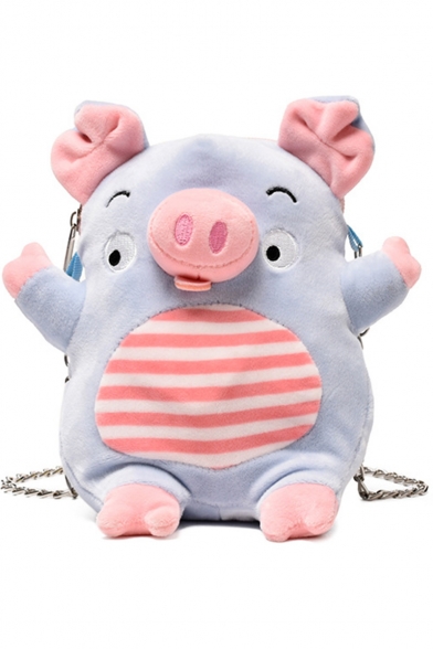 Cute Cartoon Stripe Pattern Pig Shape Chain Strap Crossbody Bag 22*15*5 CM