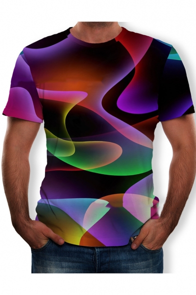 Fashion 3D Starry Dropped Milk Abstract Printed Short Sleeve T-Shirt