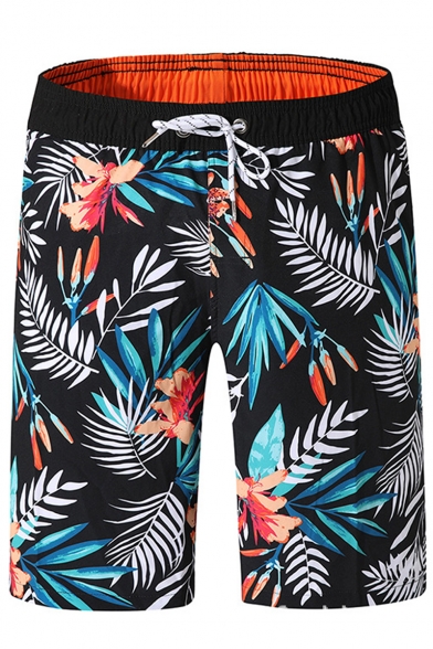 Fashion Tropical Printed Drawstring Waist Beach Surfing shorts Swim Trunks