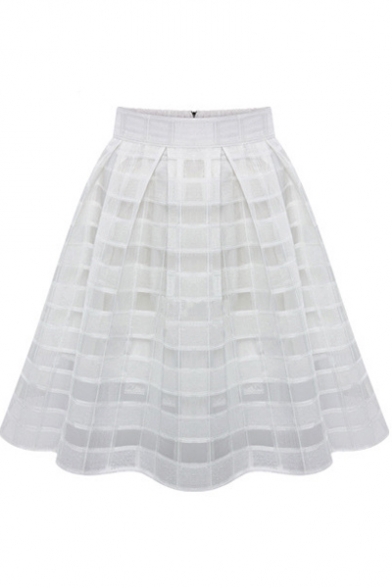 Girls Summer High Rise Simple Plain Mini Swing Organza Skirt