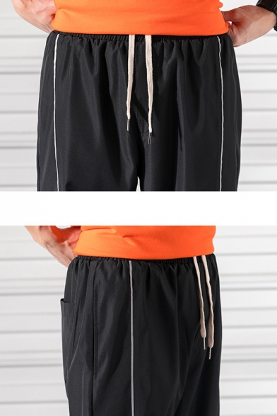 Guys Street Style Fashion Colorblock Letter FANPIN Printed Drawstring Waist Elastic Cuffs Casual Loose Track Pants