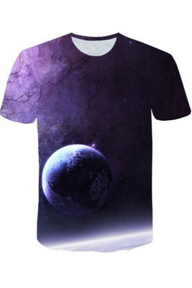 Hot Popular Fancy 3D Starry Galaxy Printed Round Neck Regular Fitted T-Shirt