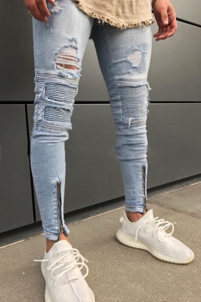 mens ripped cuffed jeans