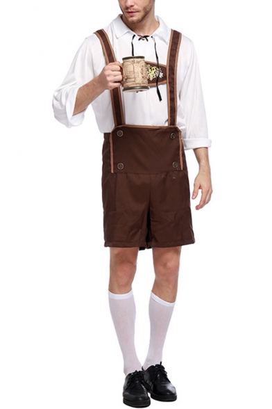 Men's Popular Fashion Beer Festival Costume Brown Overalls Jumpsuits