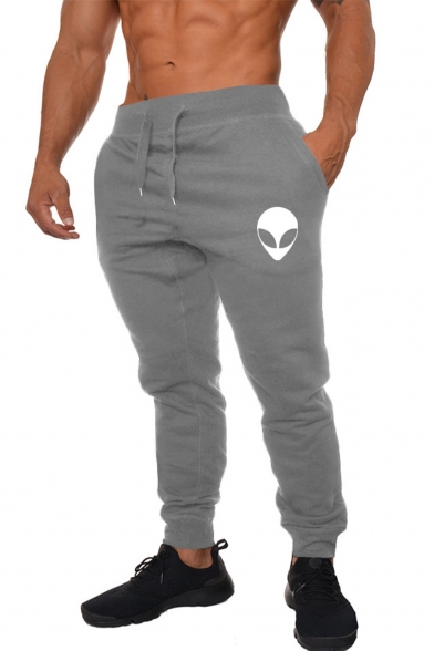 Men's Popular Fashion ET Alien Printed Drawstring Waist Slim Fit Casual Sweatpants
