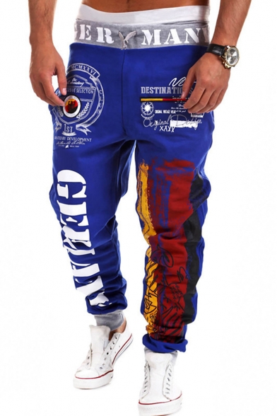 Men's Popular Fashion Letter Graphic Painted Drawstring Waist Loose Fit Casual Sweatpants
