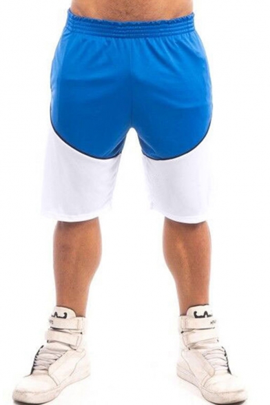 Men's Simple Fashion Color Block Elastic Waist Casual Breathable Loose Fit Athletic shorts