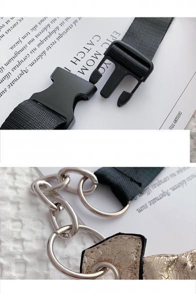 Personalized Fashion Plain Rhinestone Rivet Embellishment Crossbody Belt Bag 35*14*3 CM