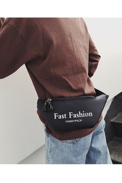 Popular Letter FAST FASHION Printed PU Leather Zipper Waist Belt Bag 28*13*5 CM