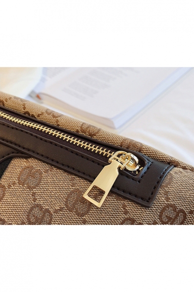 Trendy Classic Printed Colorblock Striped Tape Patched Zipper Chest Bag Belt Bag 37.5*16*5 CM