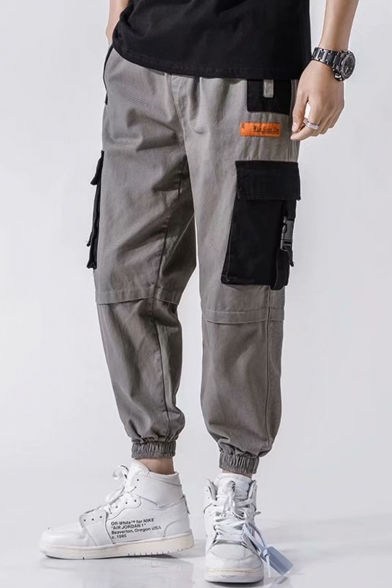 Trendy Colorblocked Buckle Strap Pocket Design Elastic Cuff Casual ...
