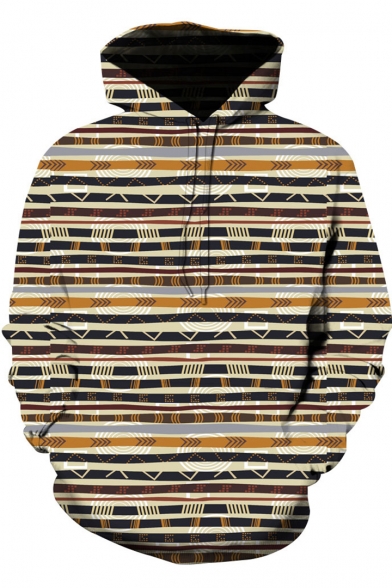 Unique Stylish Striped Printed Long Sleeve Casual Loose Unisex Hoodie