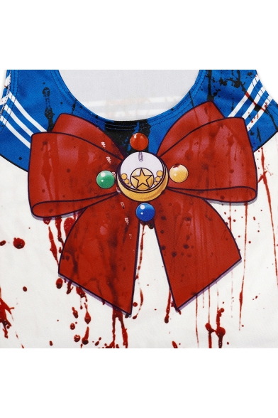 Womens Hot Stylish Halloween Style Sailor Moon Print Sleeveless Mini Tank Dress