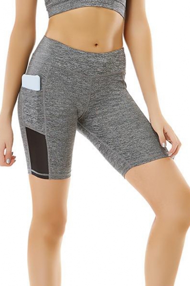 Womens New Stylish Pocket Side Running Training Yoga Slim Fit Half Shorts