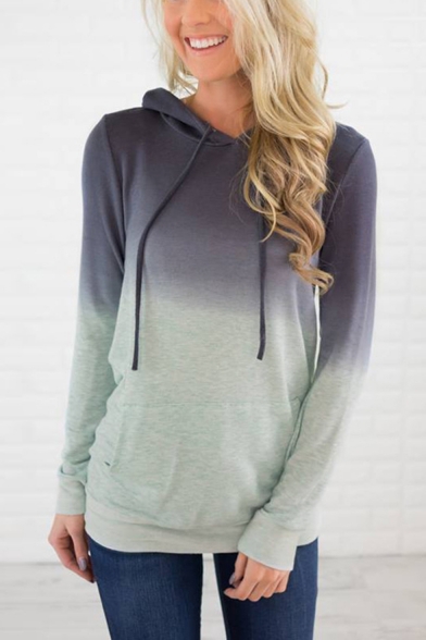 ombre lace up long sleeve sweatshirt