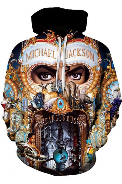 Cool 3D Figure Michael Jackson Eyes Print Long Sleeve Unisex Pullover Hoodie
