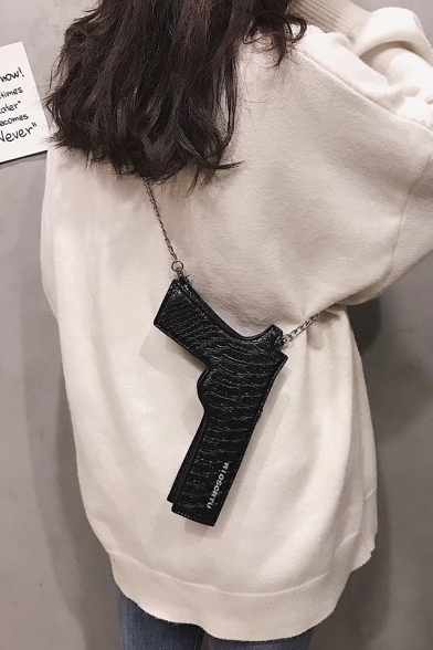 Designer Funny Gun Shape Letter Print Crossbody Bag with Chain Strap 22*14*3 CM