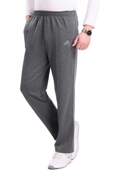 Fashion Logo Printed Elastic Waist Men's Casual Straight Relaxed Sports Sweatpants