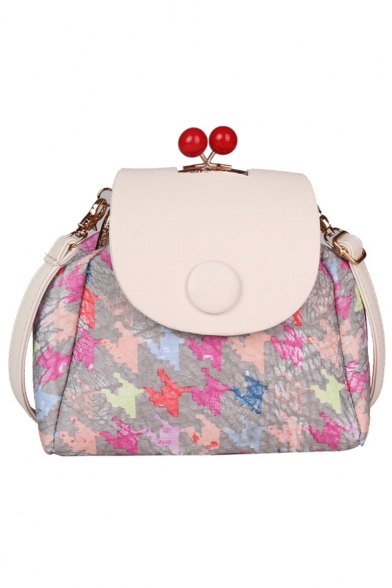 Fashion Printed Bead Embellishment Crossbody Clutch Handbag 22*10*20 CM