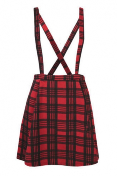 Hot Sexy Crisscross Back Printed High Elastic Waist Mini Overall Skirt for Women