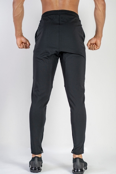 Men's New Fashion Contrast Stripe Side Letter C Printed Drawstring Waist Sports Fitness Pants