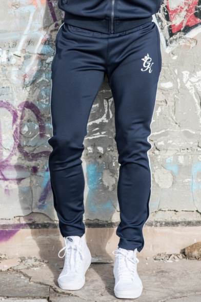 Men's New Fashion Contrast Stripe Side Logo Printed Casual Slim Cotton Jogging Pants Sports Pencil Pants