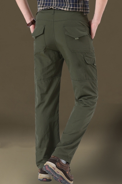 Men's New Fashion Simple Plain Multi-pocket Casual Breathable Quick-drying Cargo Pants