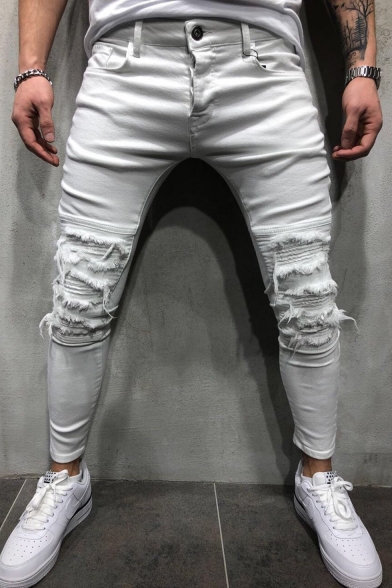 white ripped skinny jeans mens