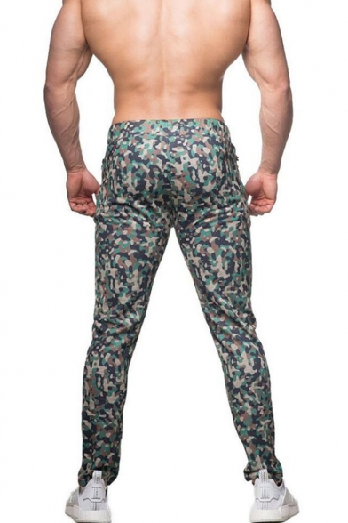 Men's Trendy New Fashion Camouflage Printed Drawstring Waist Casual Sports Sweatpants Pencil Pants