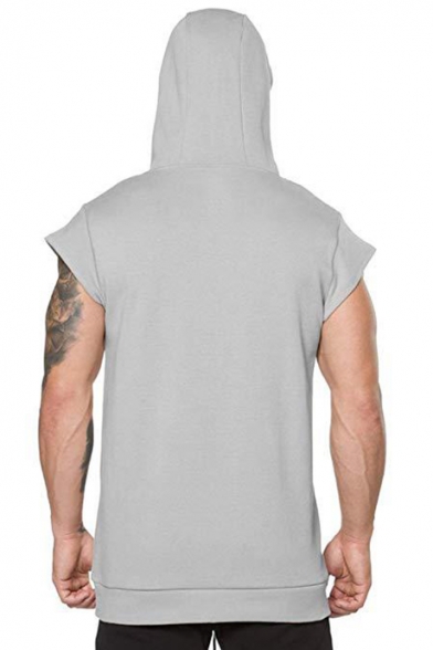 Mens New Stylish Simple Solid Color Short Sleeve Hooded Casual Loose T-Shirt