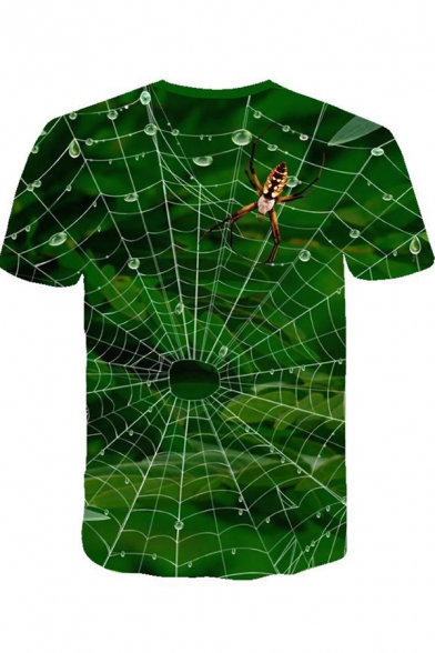 Stylish 3D Spider Web Printed Round Neck Short Sleeve Unisex T-Shirt