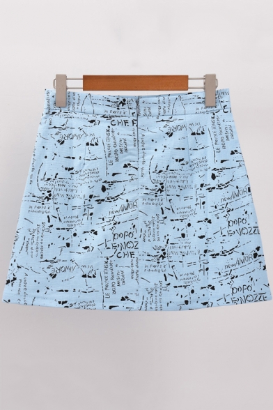 Summer Hot Popular Street Letter Graffiti High Rise Mini A-Line Skirt for Girls