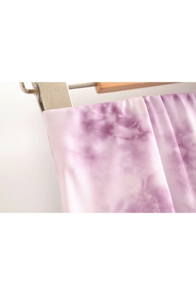 Summer Hot Trendy Purple Tie Dye High Waist Mini Skirt for Women
