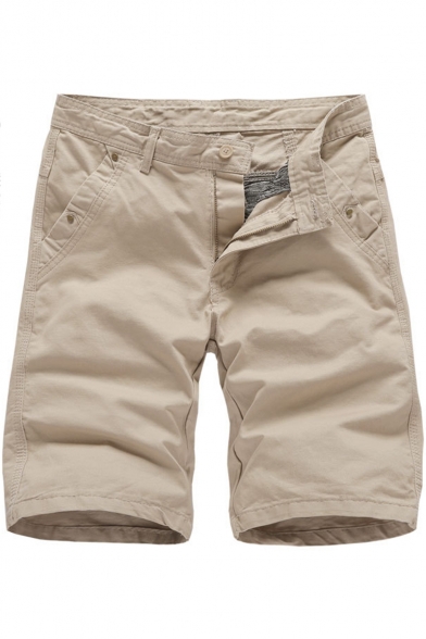Summer New Stylish Solid Color Cotton Casual Chino Shorts for Men