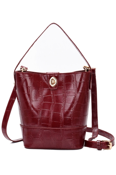 Trendy Crocodile Pattern PU Leather Crossbody Bucket Handbag 23*22*11 CM